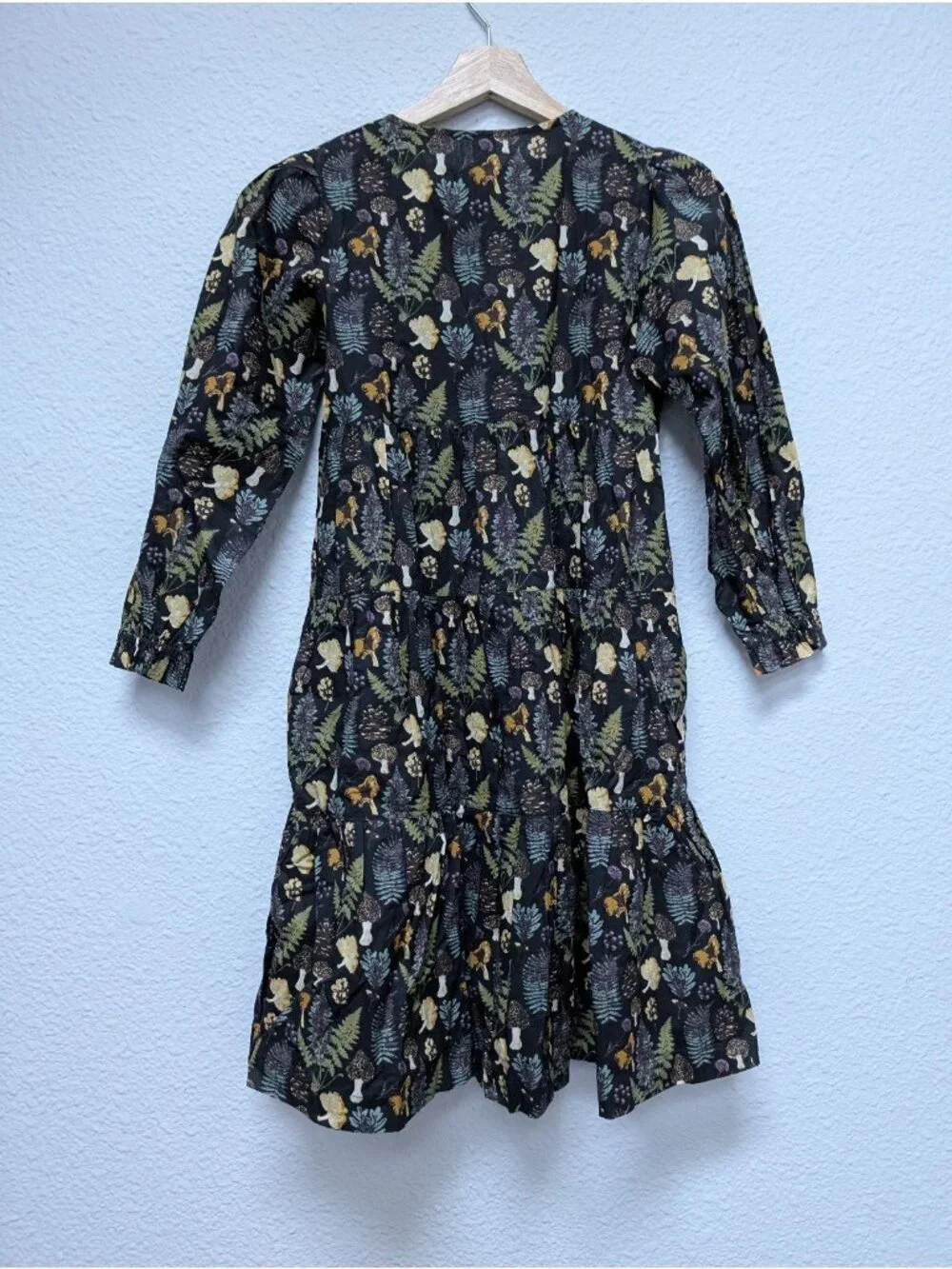 Kate Quinn Organic Cotton Black Autumn Botanical Prairie Dress 10Y Long Sleeve